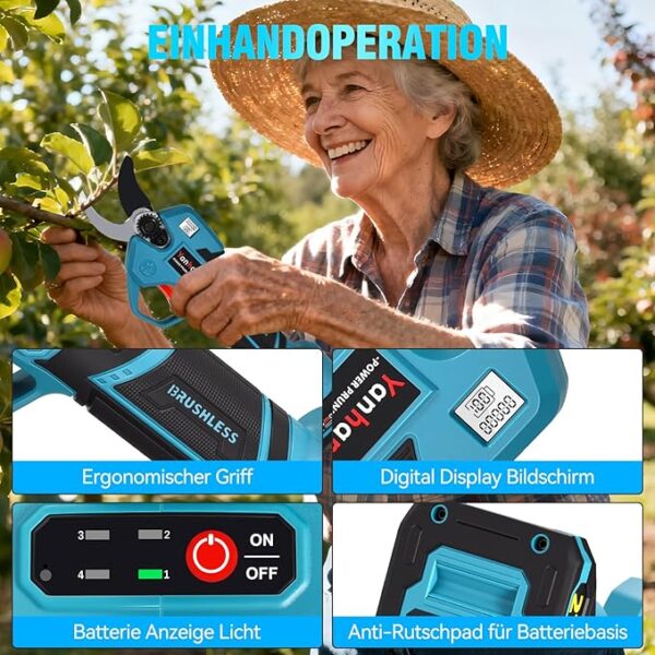 Yanhama 50mm Electric Pruning Shears with 2 Batteries | SK5 Blade