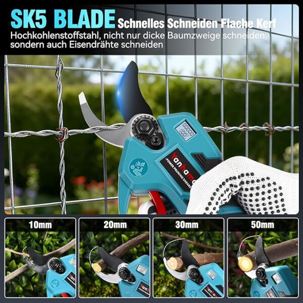 Yanhama 50mm Electric Pruning Shears with 2 Batteries | SK5 Blade